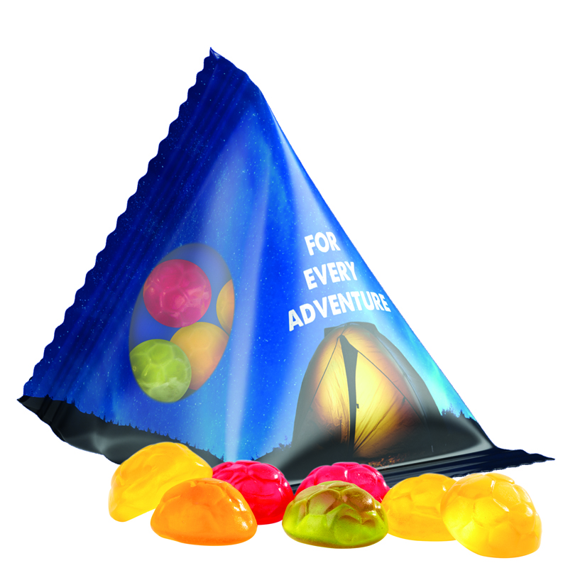 Bild Fruchtgummi Tetraeder Folie, transparent Trolli Fruchtgummi Fußbälle