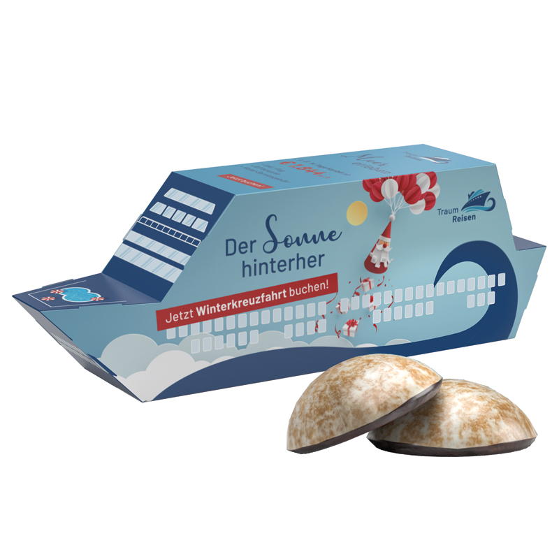 Bild 3D-Präsent Schiff, WEISS 4er Lebkuchen Mini