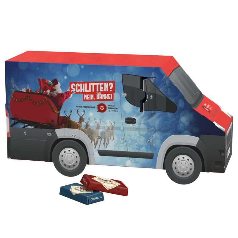 Bild Adventskalender Transporter, Sarotti Schokotäfelchen