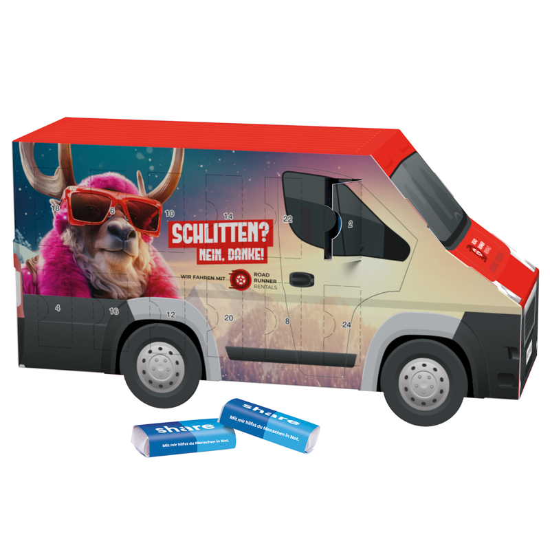 Bild Adventskalender Transporter, Sarotti Schokotäfelchen