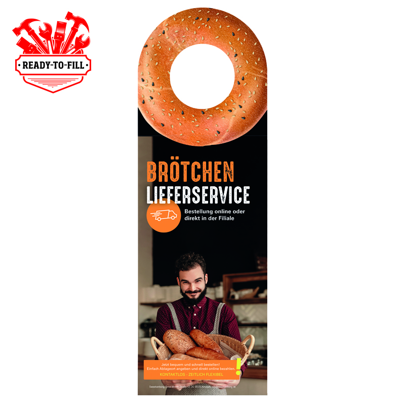 Bild Werbeanhänger aus weißem Karton, kundengestelltes Füllgut