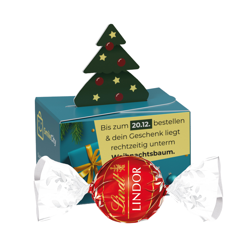 Bild Geschenkbox Mini Tanne, Lindt LINDOR Milchkugel