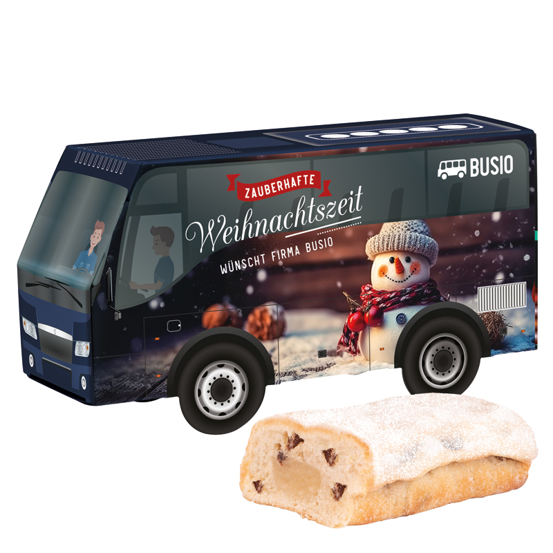 Bild 3D-Präsent Bus, Weiss 4er Lebkuchen Mini