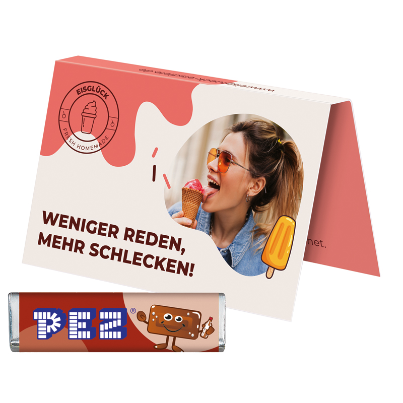 Bild Werbekarte Visitenkartenformat, PEZ Bonbonriegel Zitrone