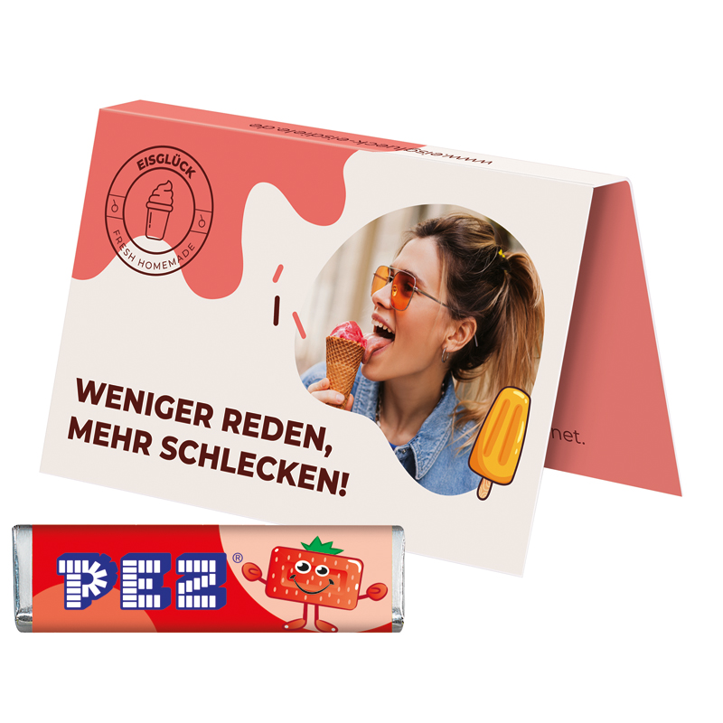 Bild Werbekarte Visitenkartenformat, PEZ Bonbonriegel Zitrone
