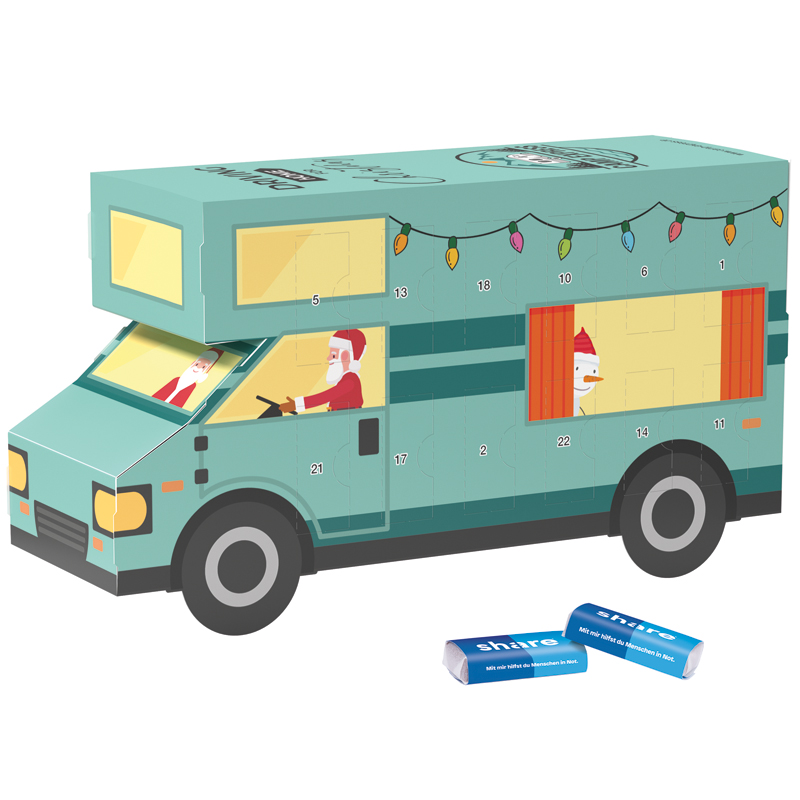 Bild Adventskalender Wohnmobil, Sarotti Schokotäfelchen