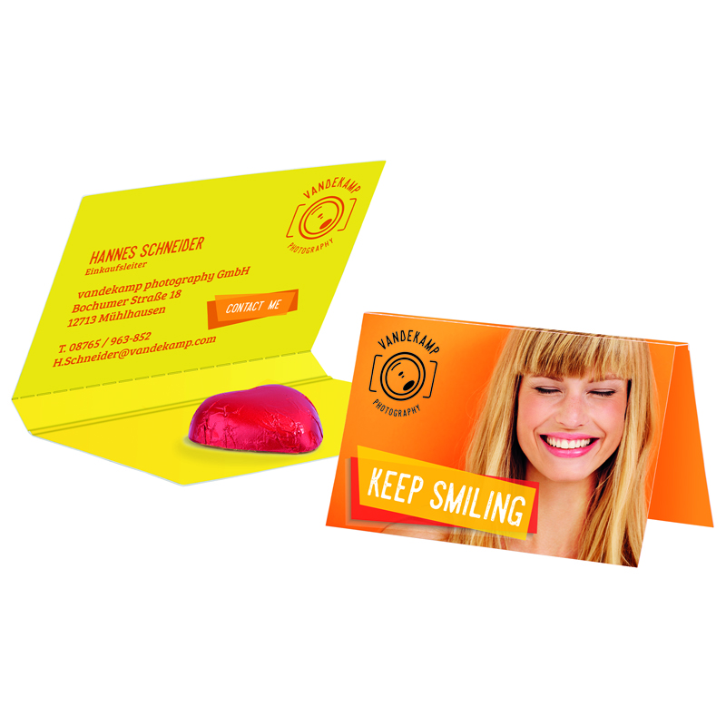 Bild Werbekarte Visitenkartenformat, Storz Schokoherz