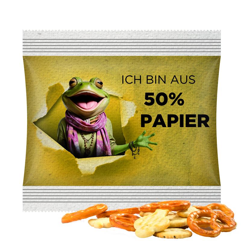 Bild Snack Miditüte, Knabbermix, kompostierbare Folie weiß