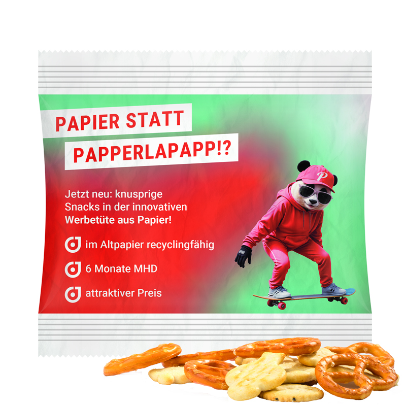 Bild Snack Miditüte, Knabbermix, kompostierbare Folie weiß