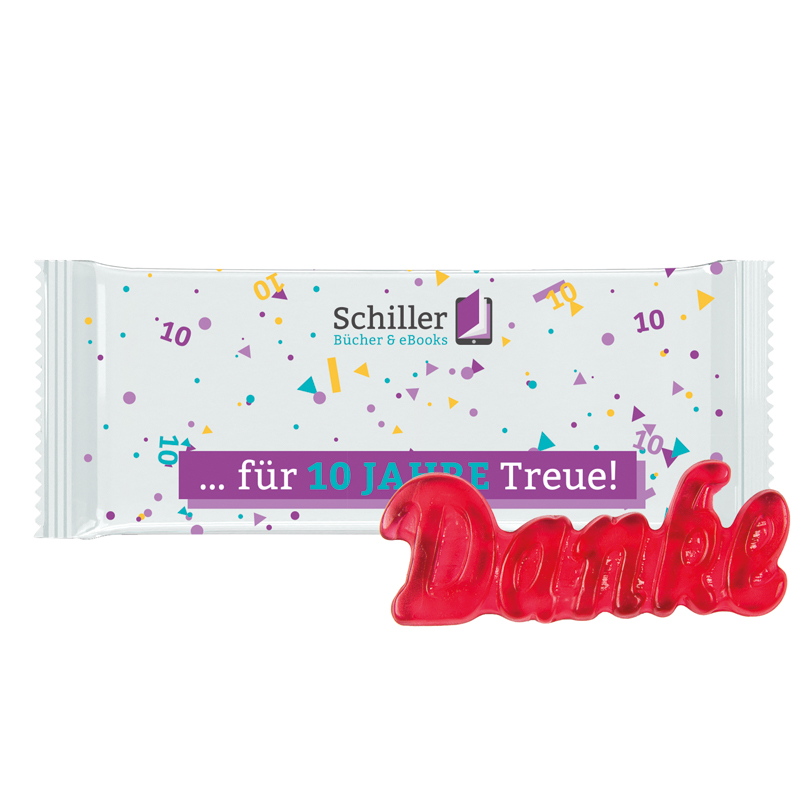 Bild Trolli Fruchtgummi "Danke", Folie weiß