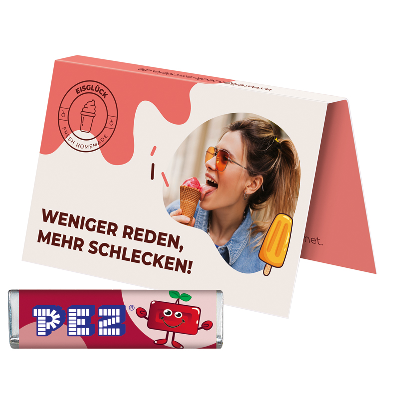 Bild Werbekarte Visitenkartenformat, PEZ Bonbonriegel Zitrone
