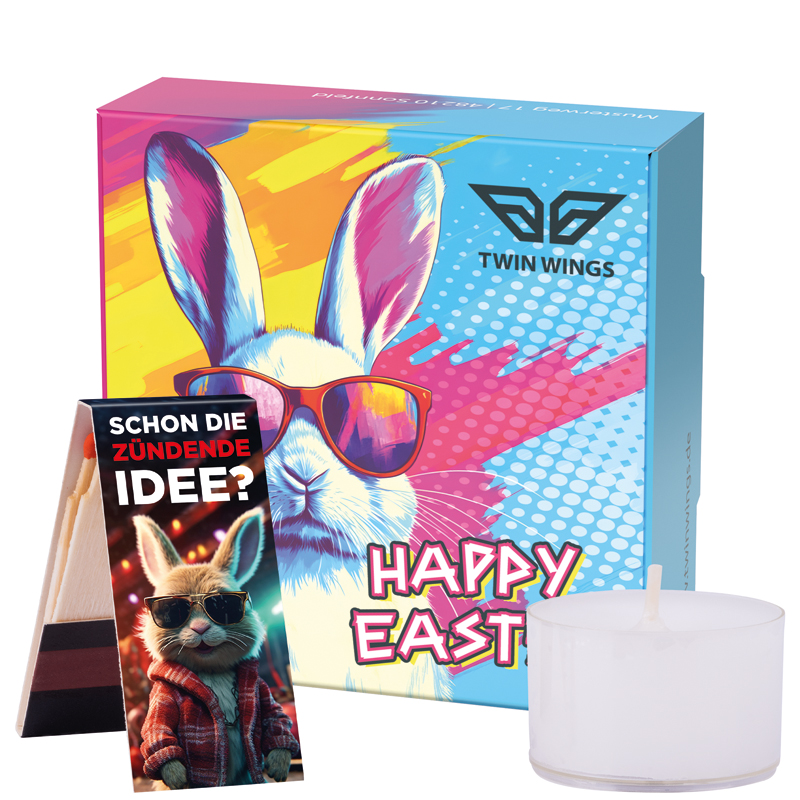Bild Klappbox S, Teelichter & Streichhölzer Ostern