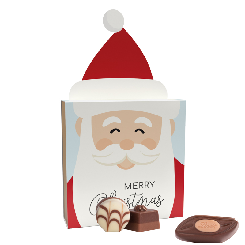 Bild Lindt Präsent Werbeschuber aus weißem Karton Lindt Mini Pralinés