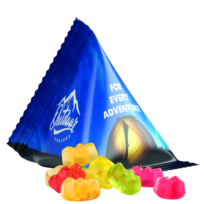 Bild Fruchtgummi Tetraeder, Folie weiß, Trolli Premium Bärchen,