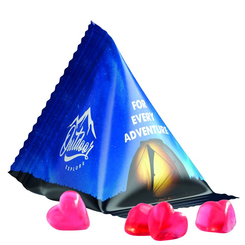 Bild Fruchtgummi Tetraeder, Folie weiß, Trolli Fruchtgummi Sterne