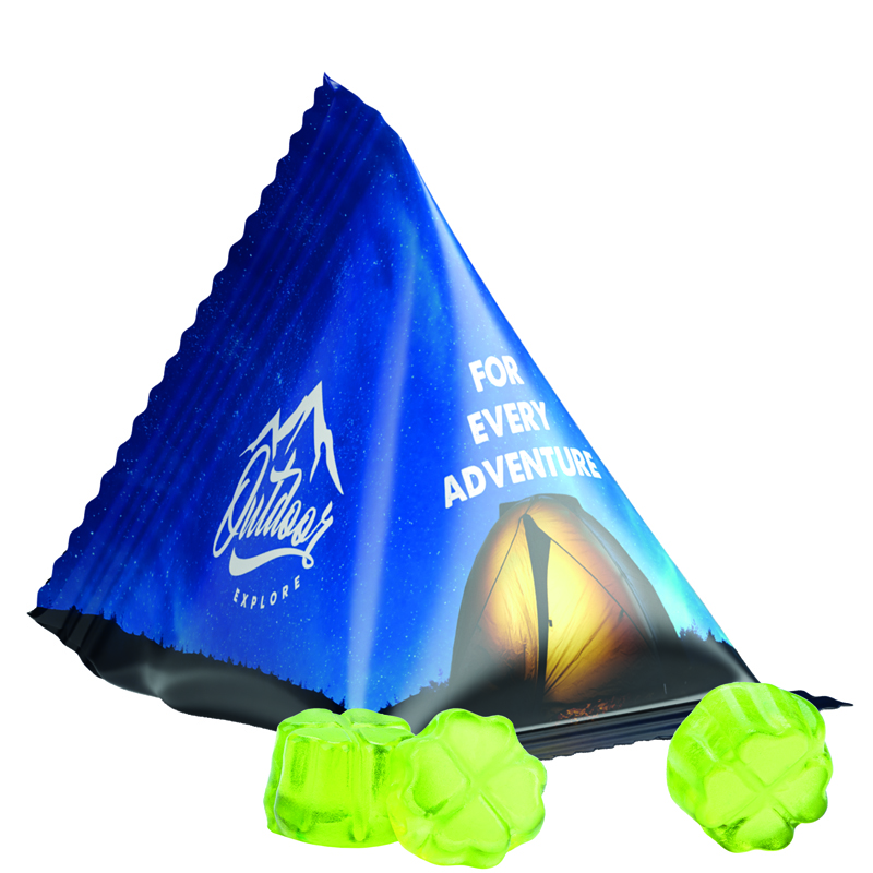 Bild Fruchtgummi Tetraeder, Folie weiß, Trolli  Fruchtgummi Kleeblatt