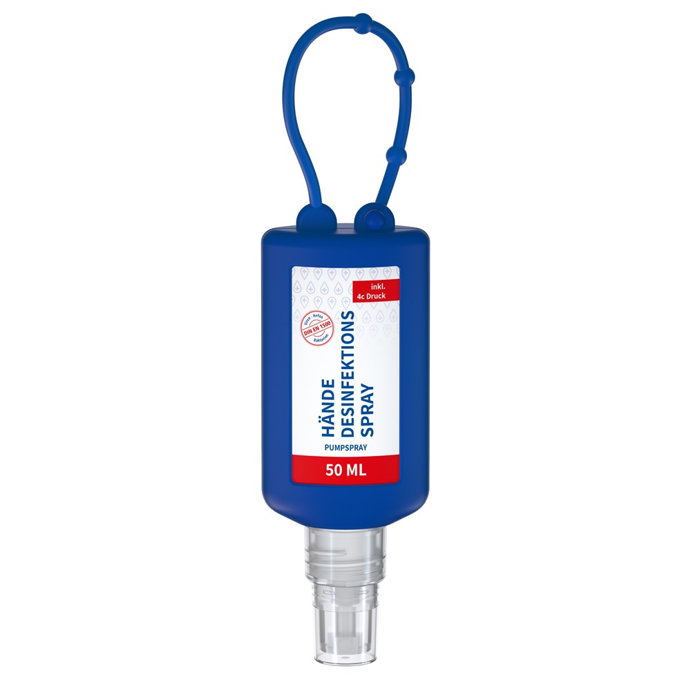 Bild Hände-Desinfektionsspray (DIN EN 1500), 50 ml Bumper rot, Body Label (R-PET)