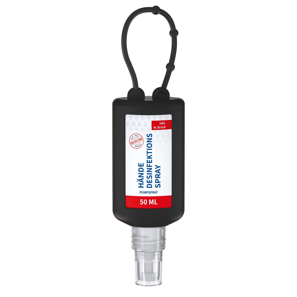 Bild Hände-Desinfektionsspray (DIN EN 1500), 50 ml Bumper rot, Body Label (R-PET)