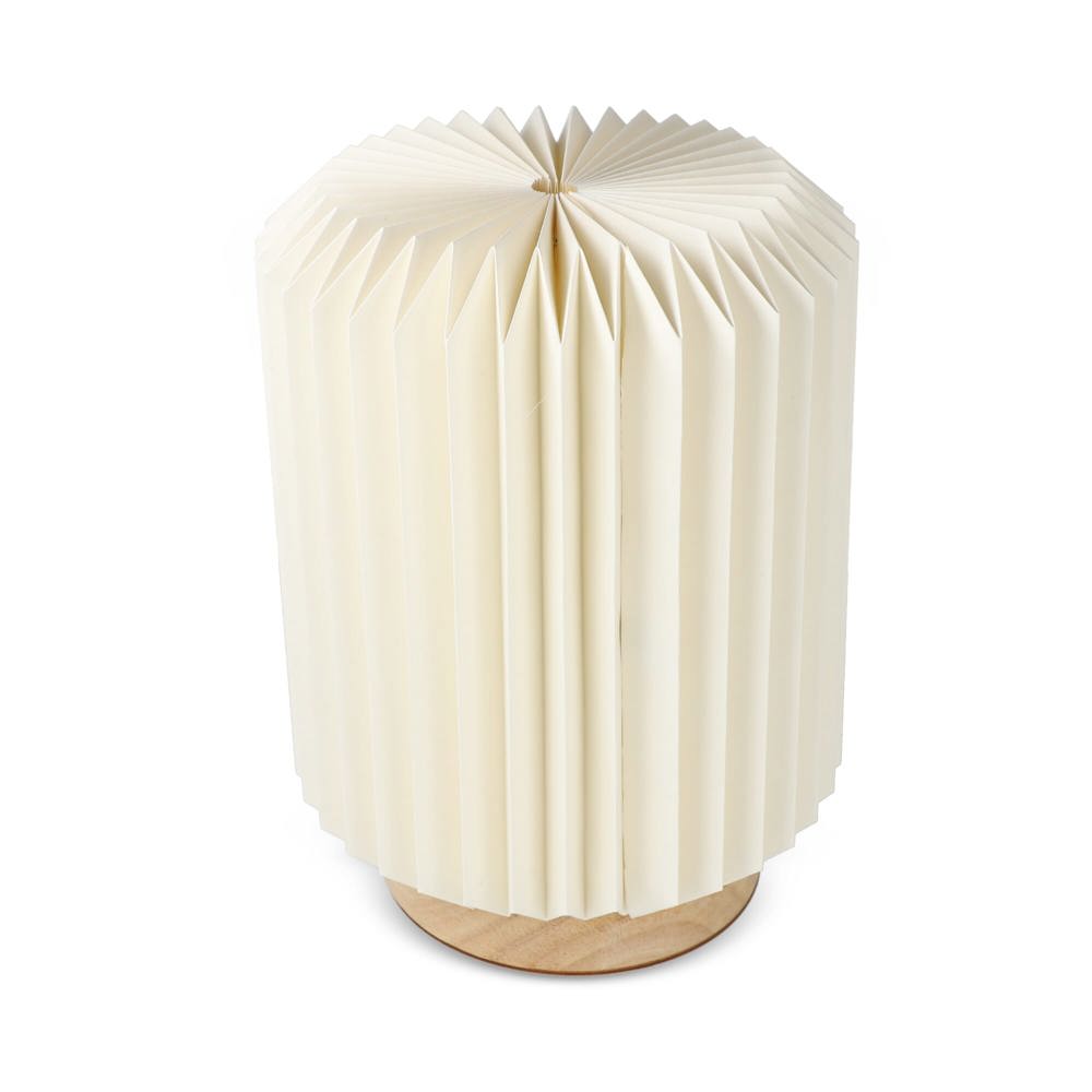 Bild Coollux faltbare Papier LED-Lampe Aurora auf Holzsockel, 22cm