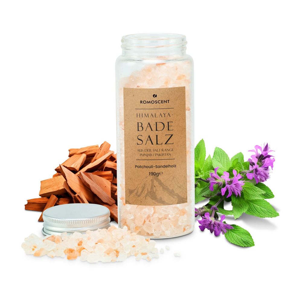 Bild Himalaya-Badesalz 190 g, Patchouli-Sandelholz - auch mit individuellem Etikett